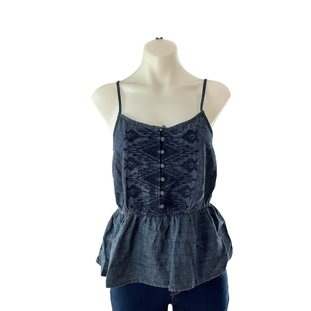 Arizona Jean Co. Chambray Embroidered Tank Top: Boho